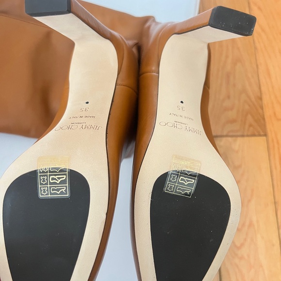 Jimmy Choo Tan Leather Mahesa 100 Knee Length Boots Size35 - Picture 3 of 4